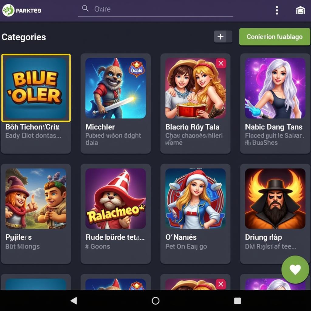 User browsing game categories on Boi Tong Hop APK