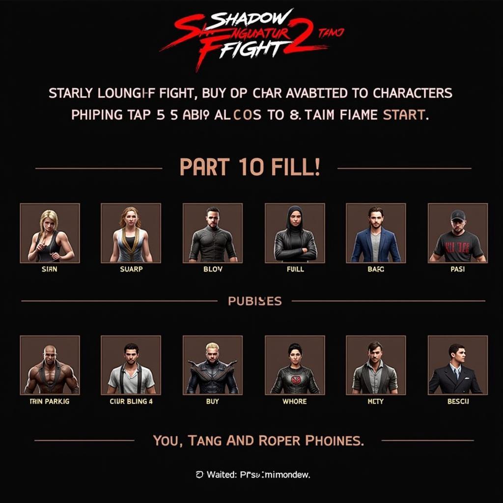 Shadow Fight 2 character selection with all characters unlocked