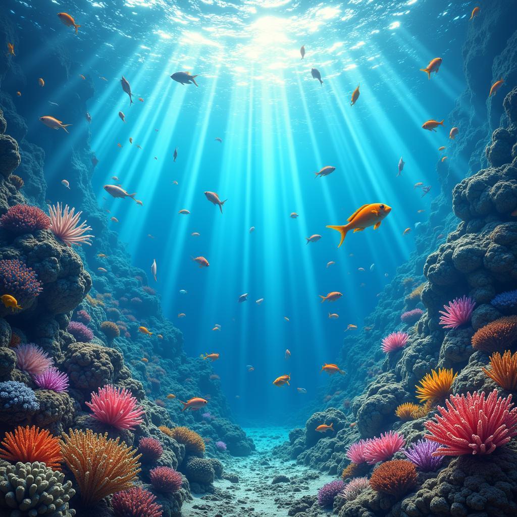 Screenshot of the stunning underwater world in Skyfish.