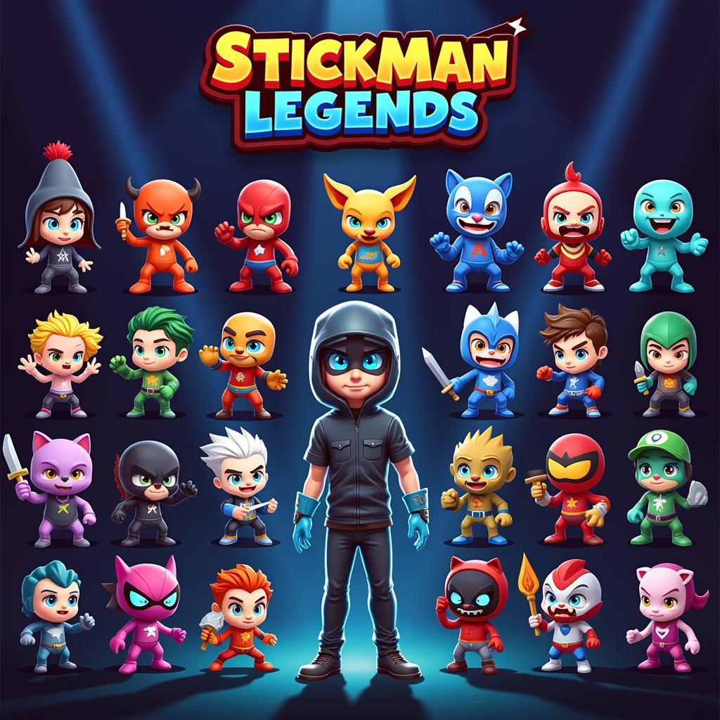 Stickman Legends Mod APK Character Selection Screen