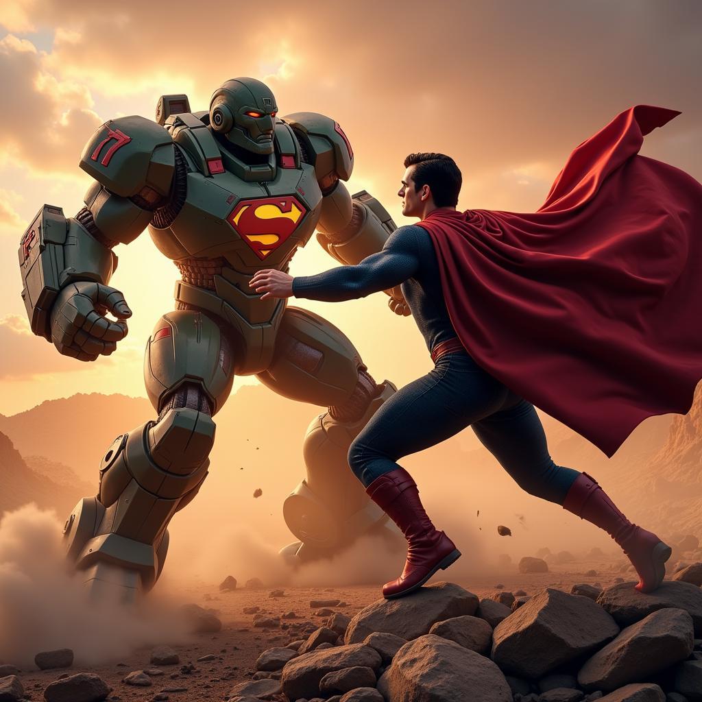 Superman battling Lex Luthor