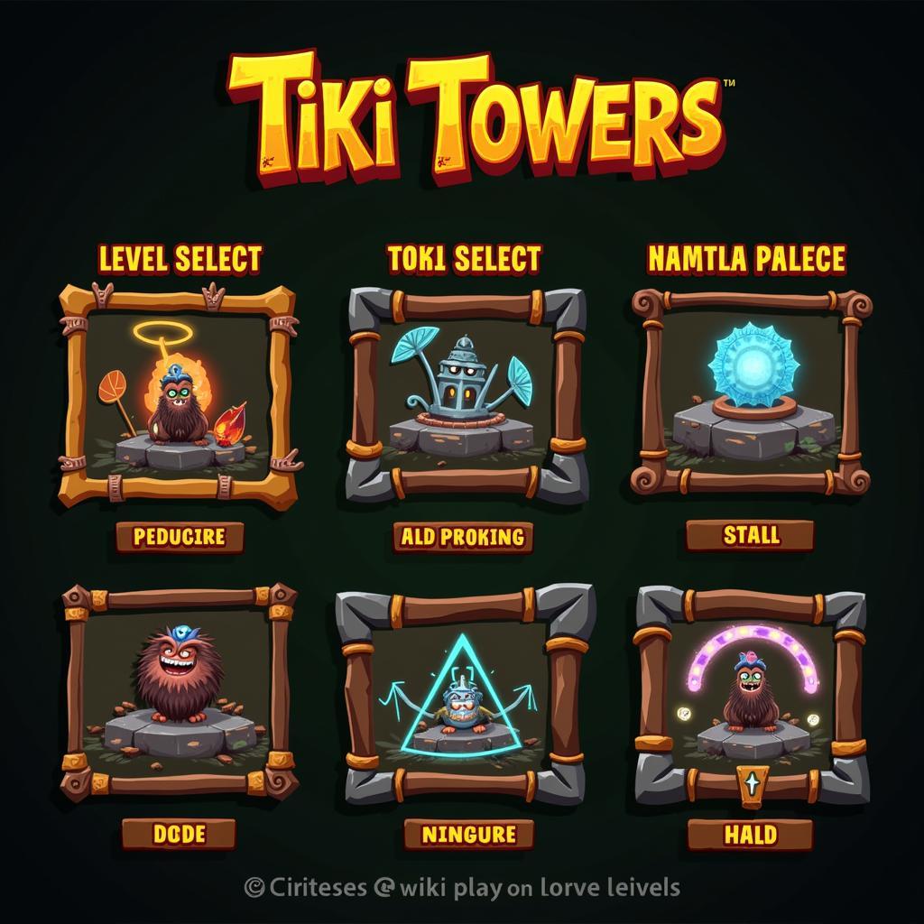 Tiki Towers Level Select Screen