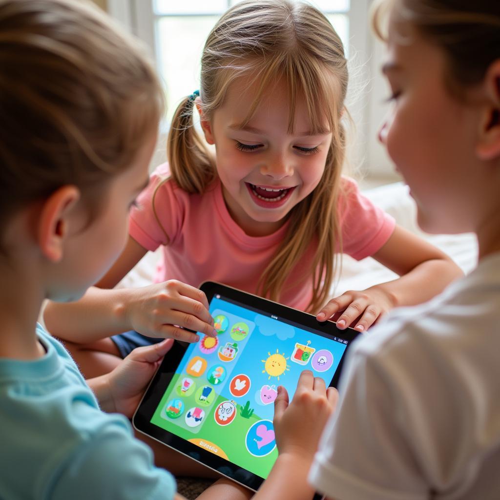 Kids playing Toca Boca on tablet