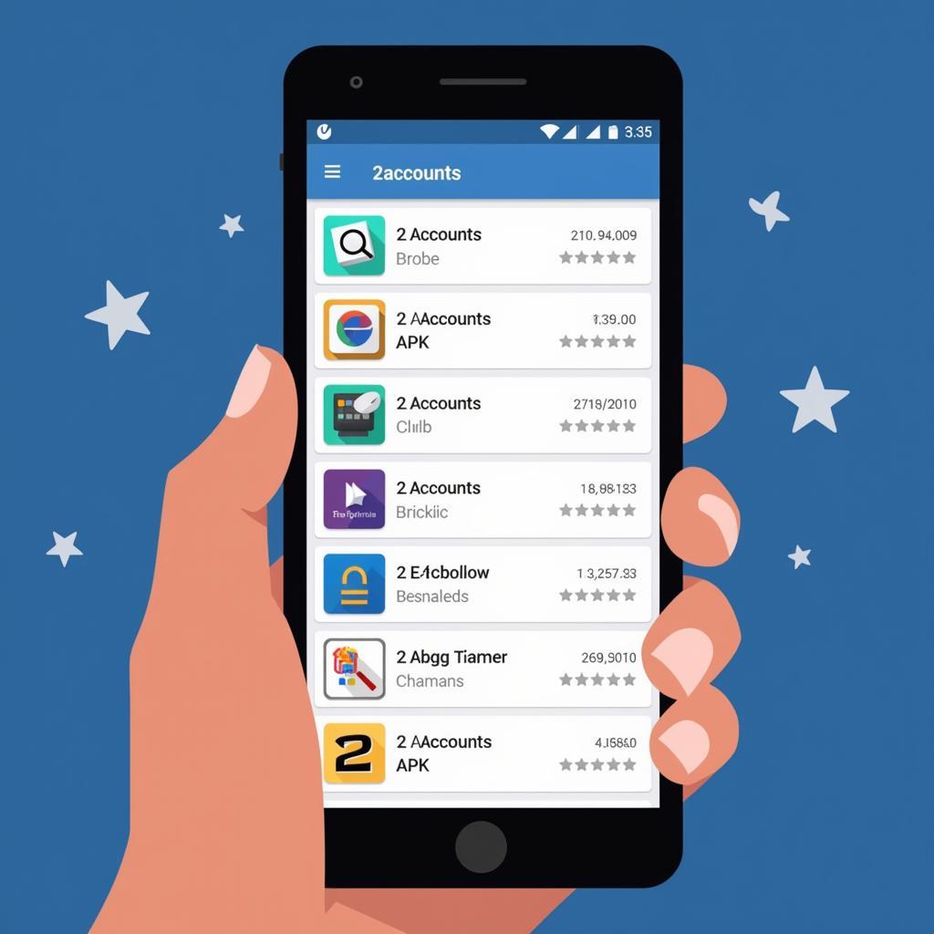 App store listing of various 2accounts APKs