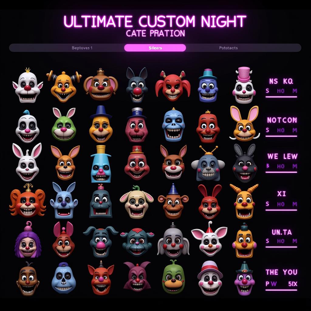 Ultimate Custom Night Character Selection Screen