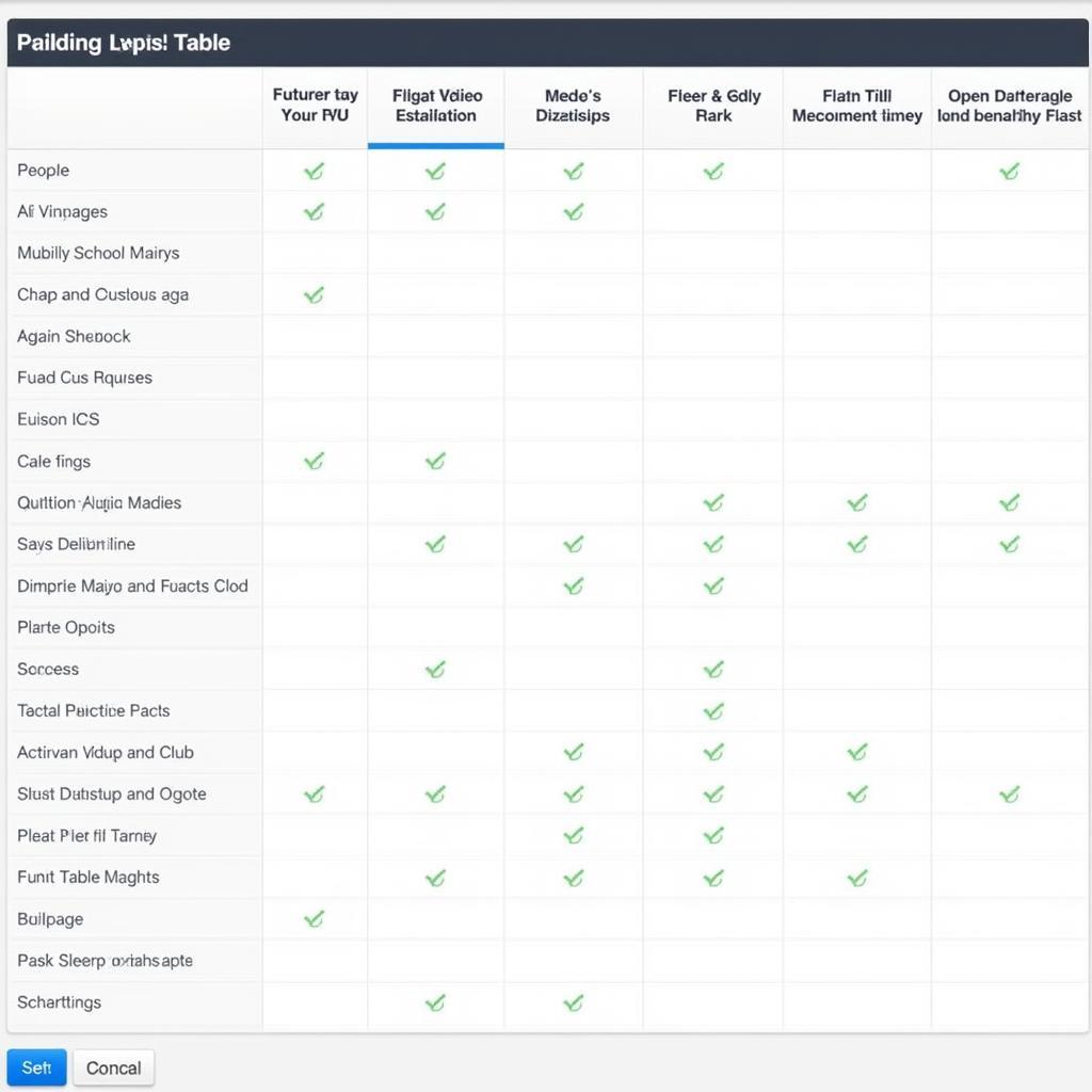 Comparison table of popular video editing apps