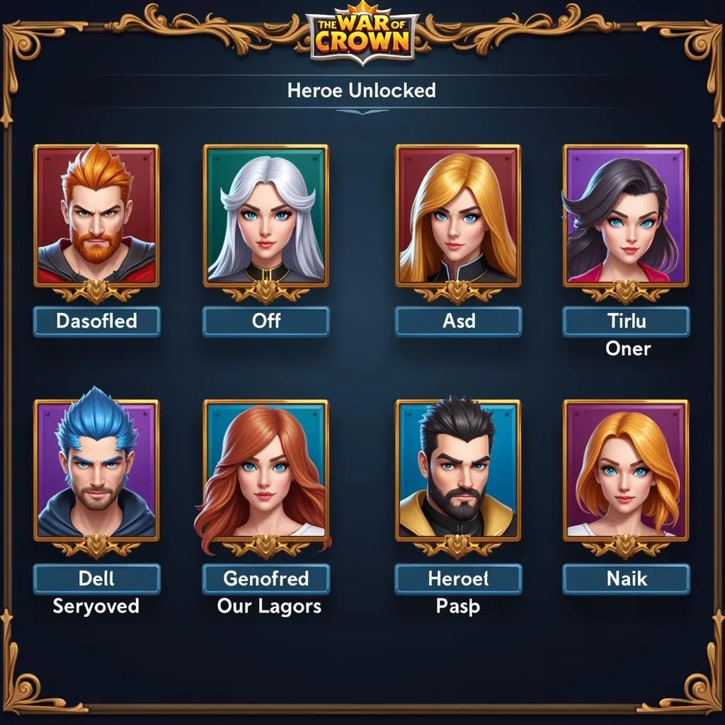 War of Crown Mod APK Screenshot: Unlocked Heroes