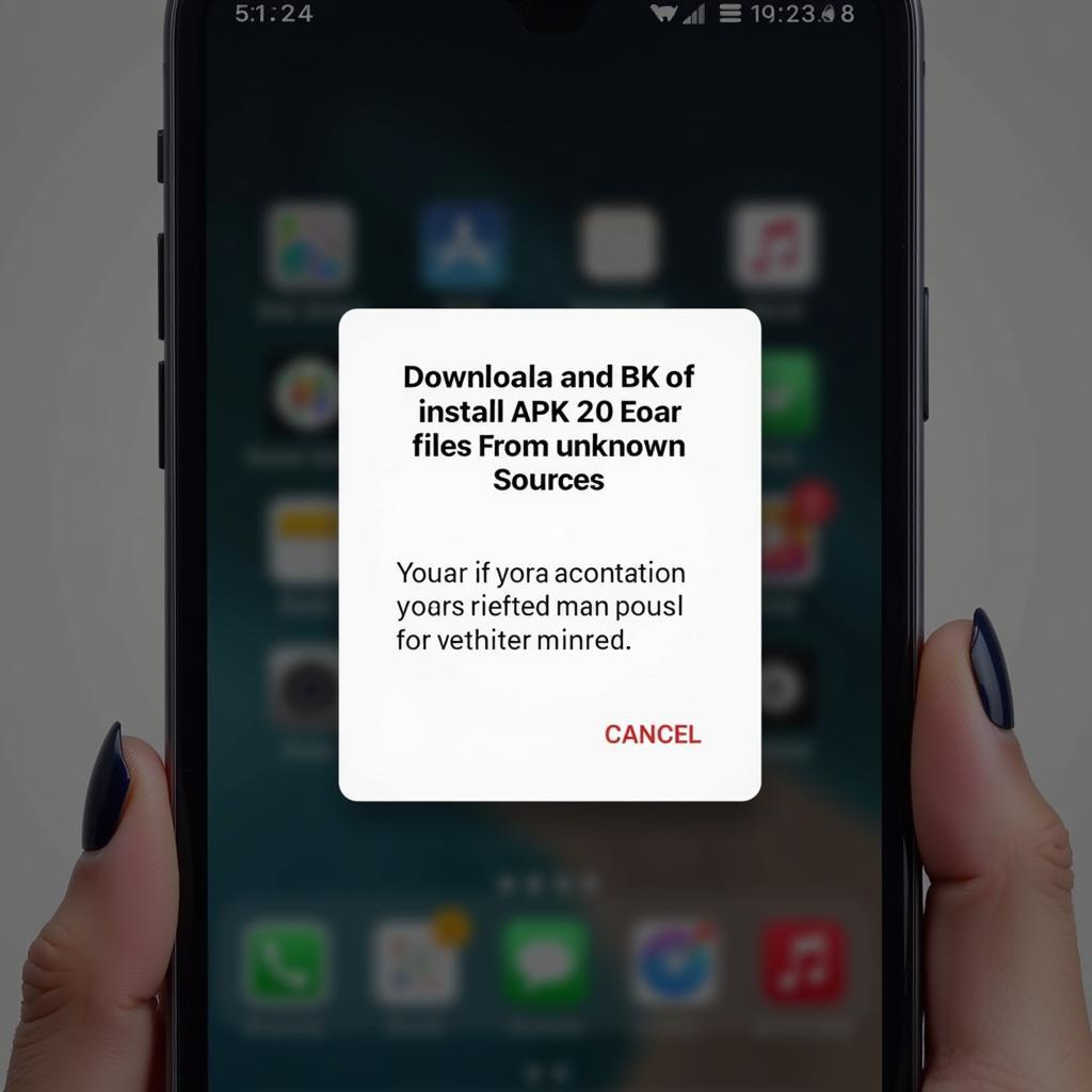 A pop-up warning about APK security risks