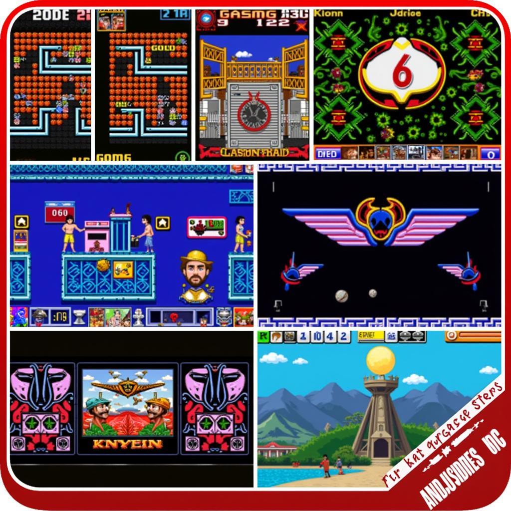 A compilation of screenshots featuring classic arcade games found within a 101 in 1 Games APK.