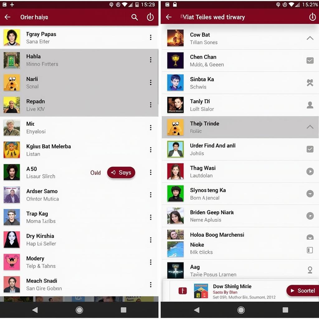 1ktv 2.0 APK Song Selection Screen