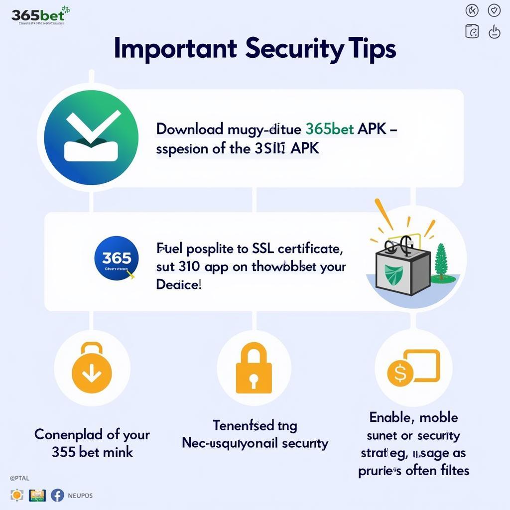 365bet Mobile Security Tips: Illustration demonstrating essential security practices for downloading and using the 365bet APK, including verifying the source and enabling necessary security settings.