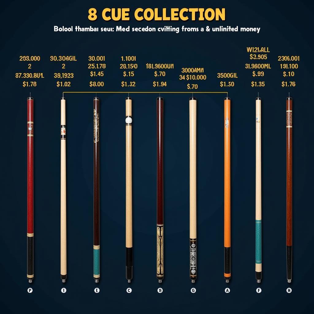 8 Ball Pool Mod APK Cue Collection Screenshot