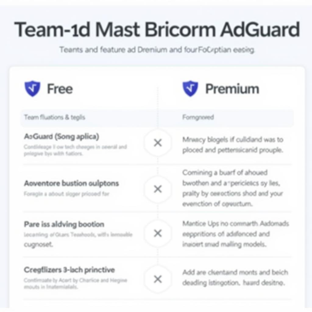 Comparison of AdGuard Free and Premium features.