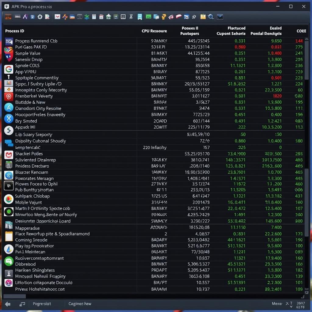 Advanced Task Manager Process List View