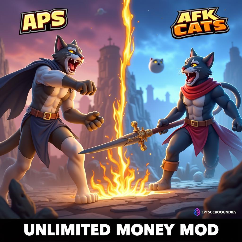 AFK Cats Mod APK Unlimited Money Battle Screen