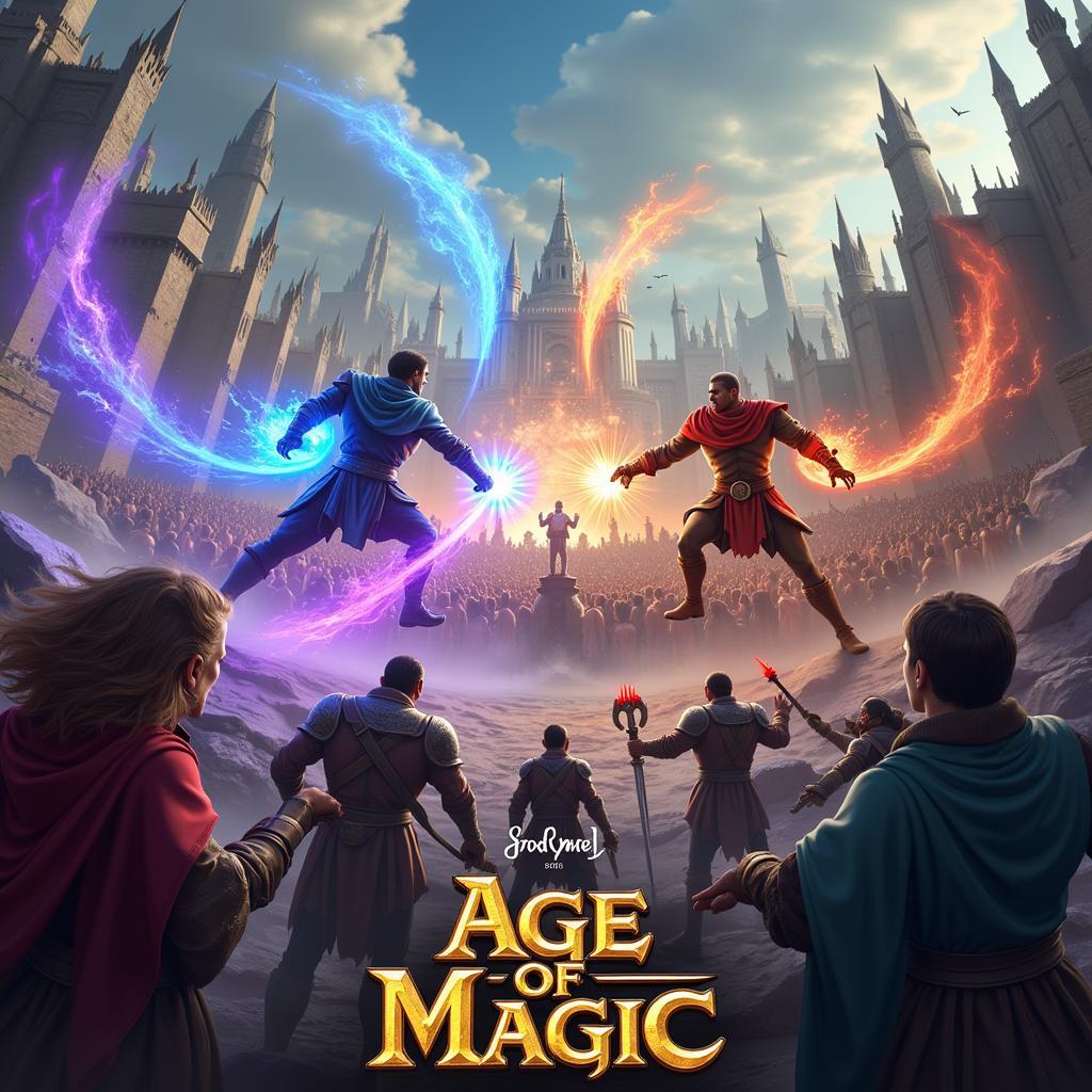 Age of Magic Epic Battle Scene Depiction