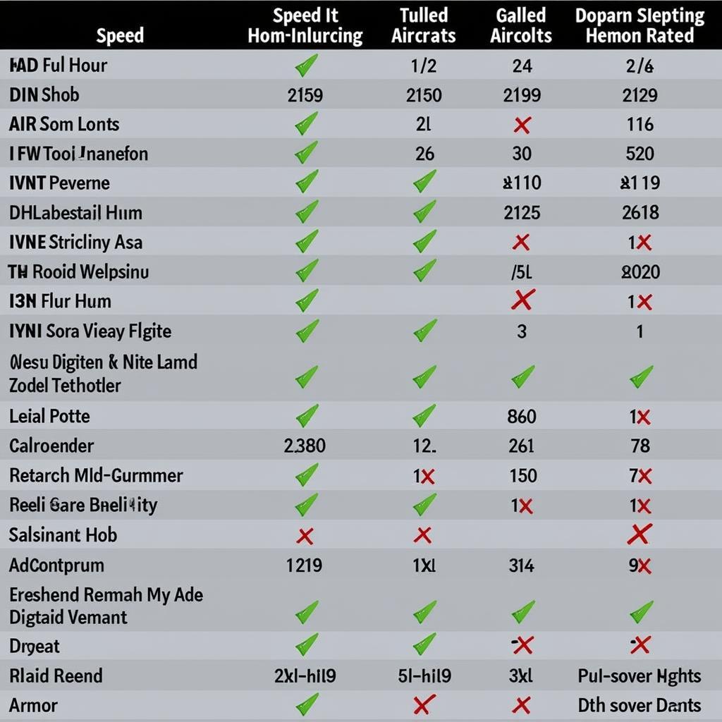 Air Supremacy Aircraft Comparison Chart