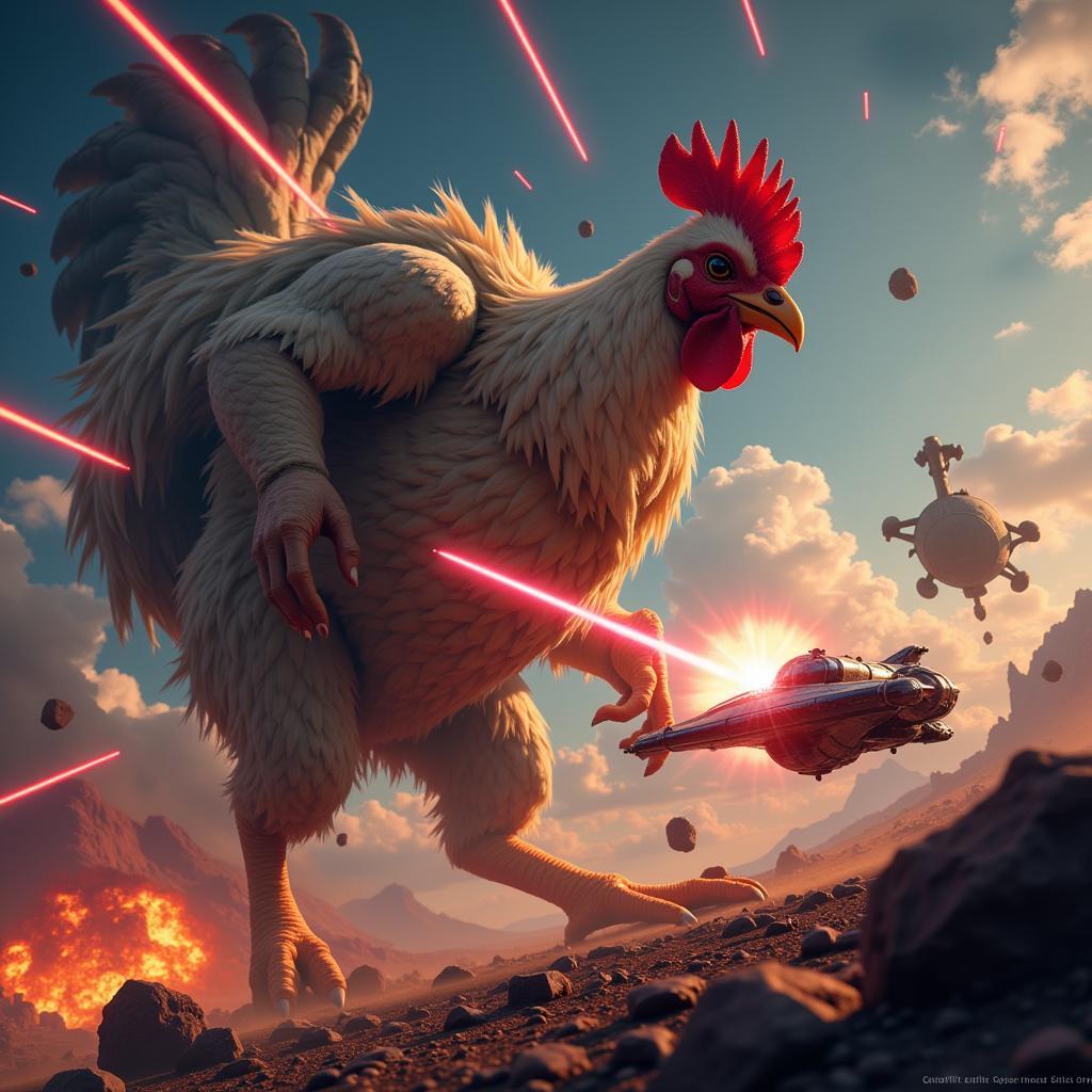 Alien Chicken Shooter Mod APK Boss Battle Screenshot