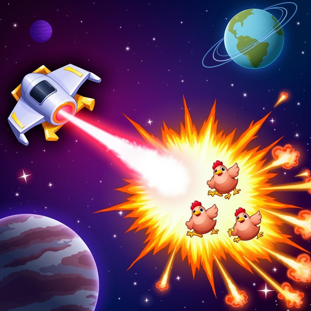 Alien Chicken Shooter Mod APK Gameplay Screenshot