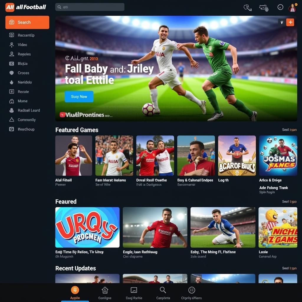 All Football APK Homepage Screenshot