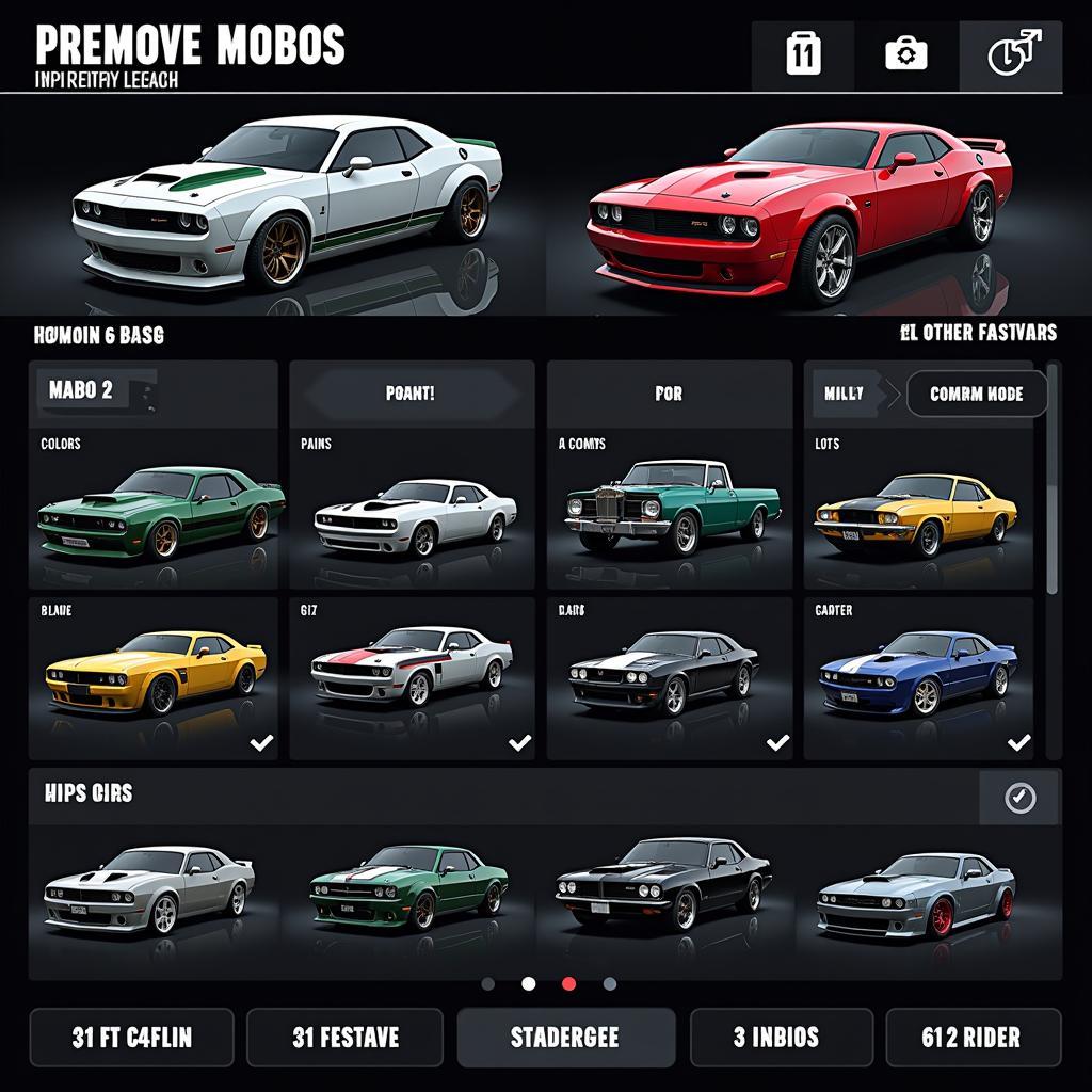 Alpha Nitro Car Customization Screen