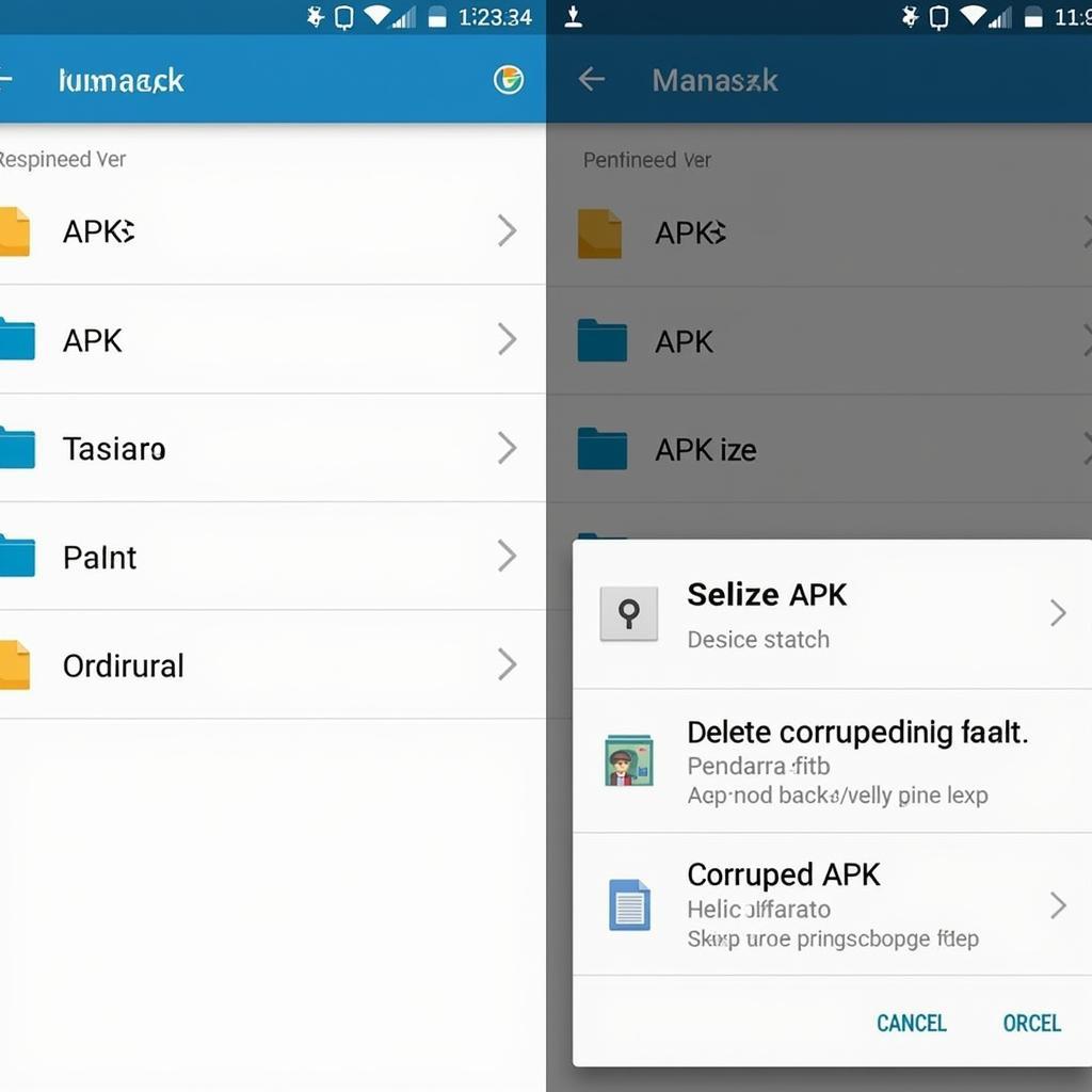 Android File Manager Displaying APK Files