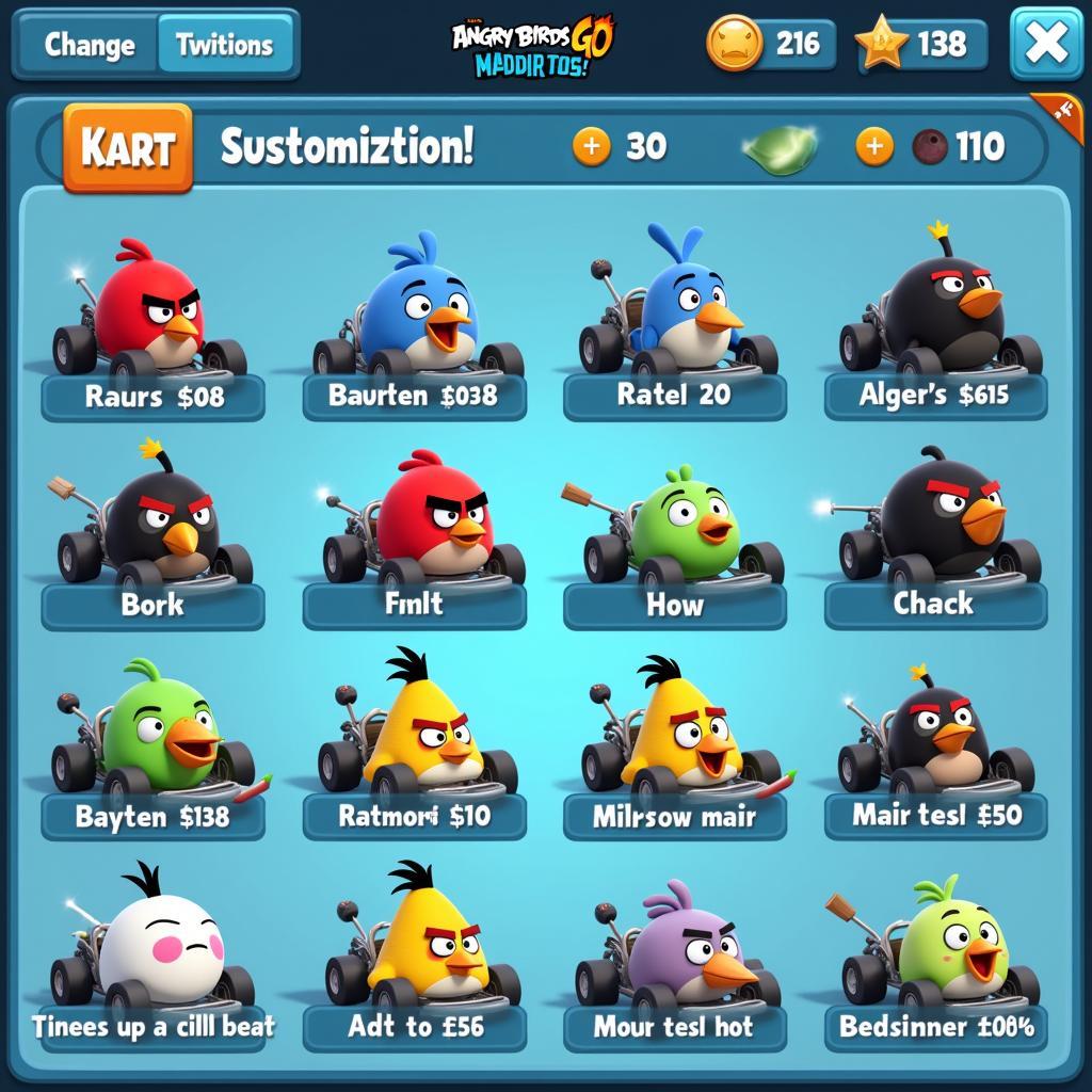 Angry Birds Go Kart Customization