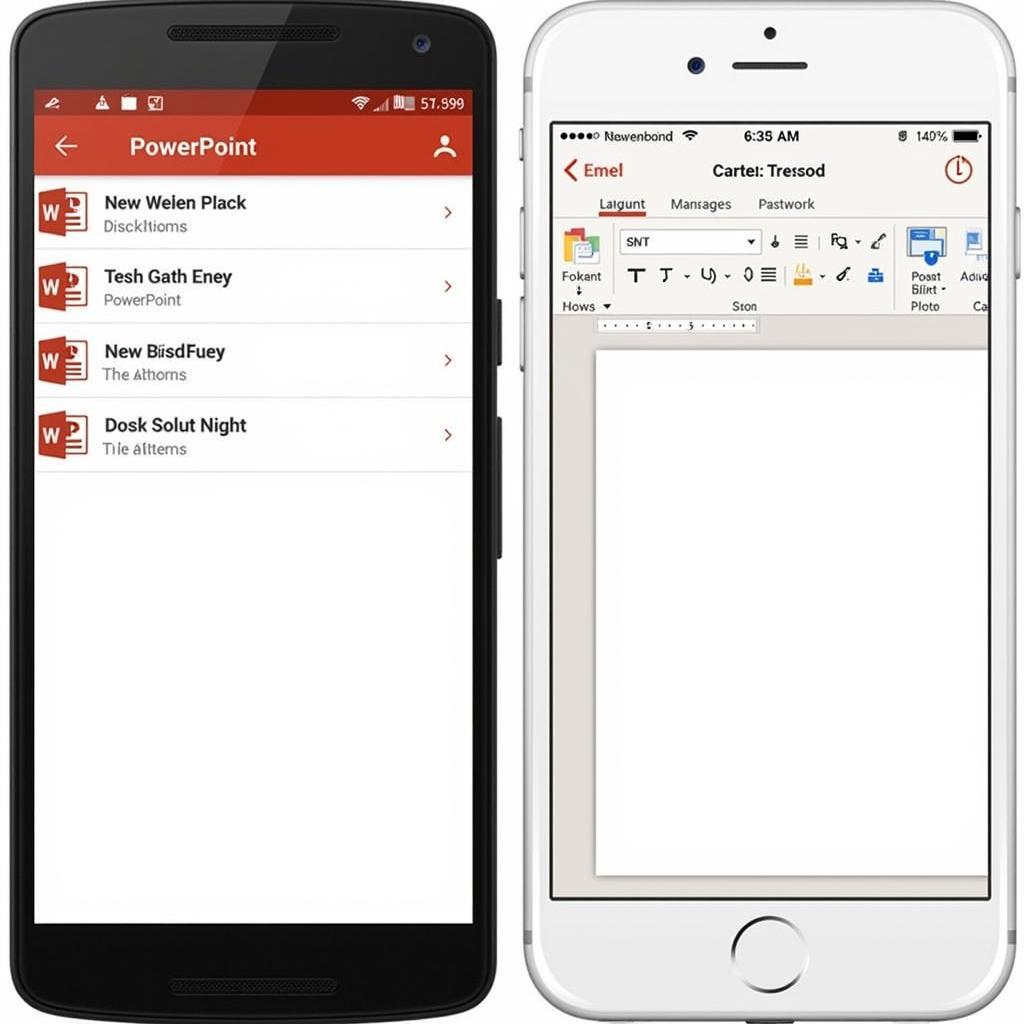 Comparing APK PowerPoint interface with the desktop version