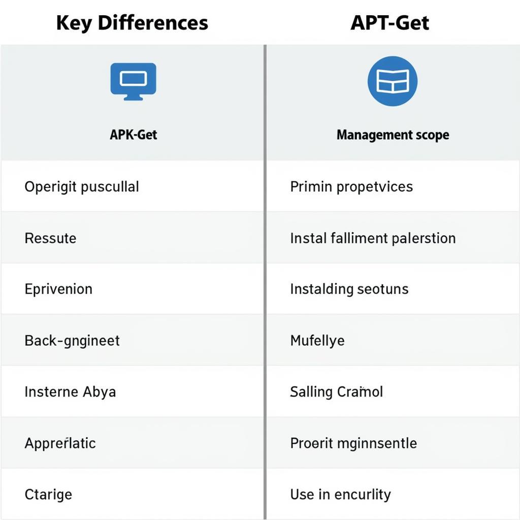 Comparison Table of APK and APT-Get