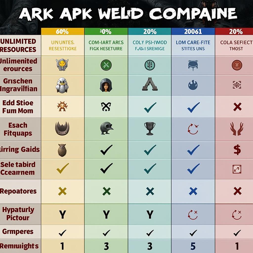 Ark Mod APK Features Comparison Table