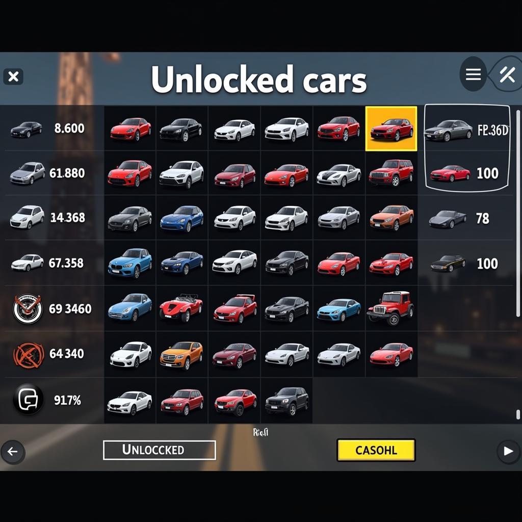 Asphalt 8 Mod APK 2018 Car Selection Screen