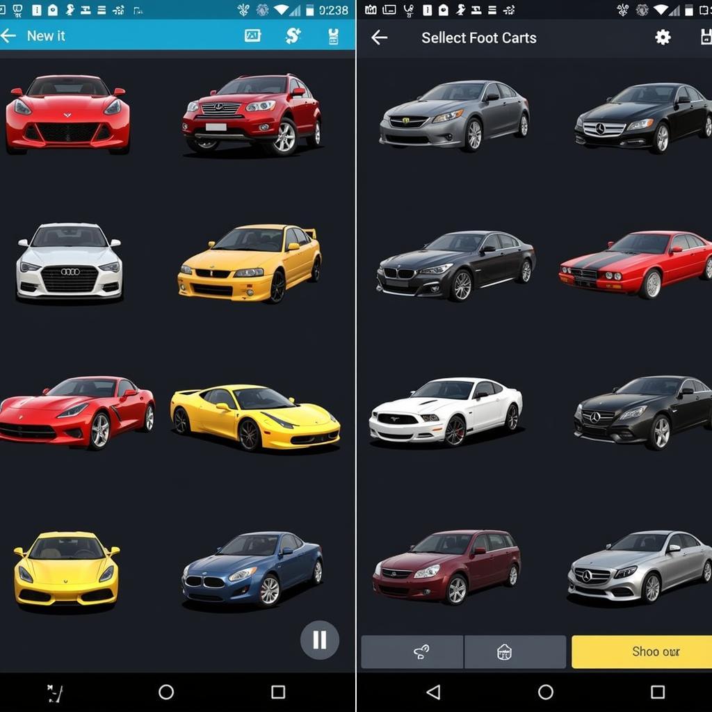 Asphalt 8 Mod APK Car Selection Screen