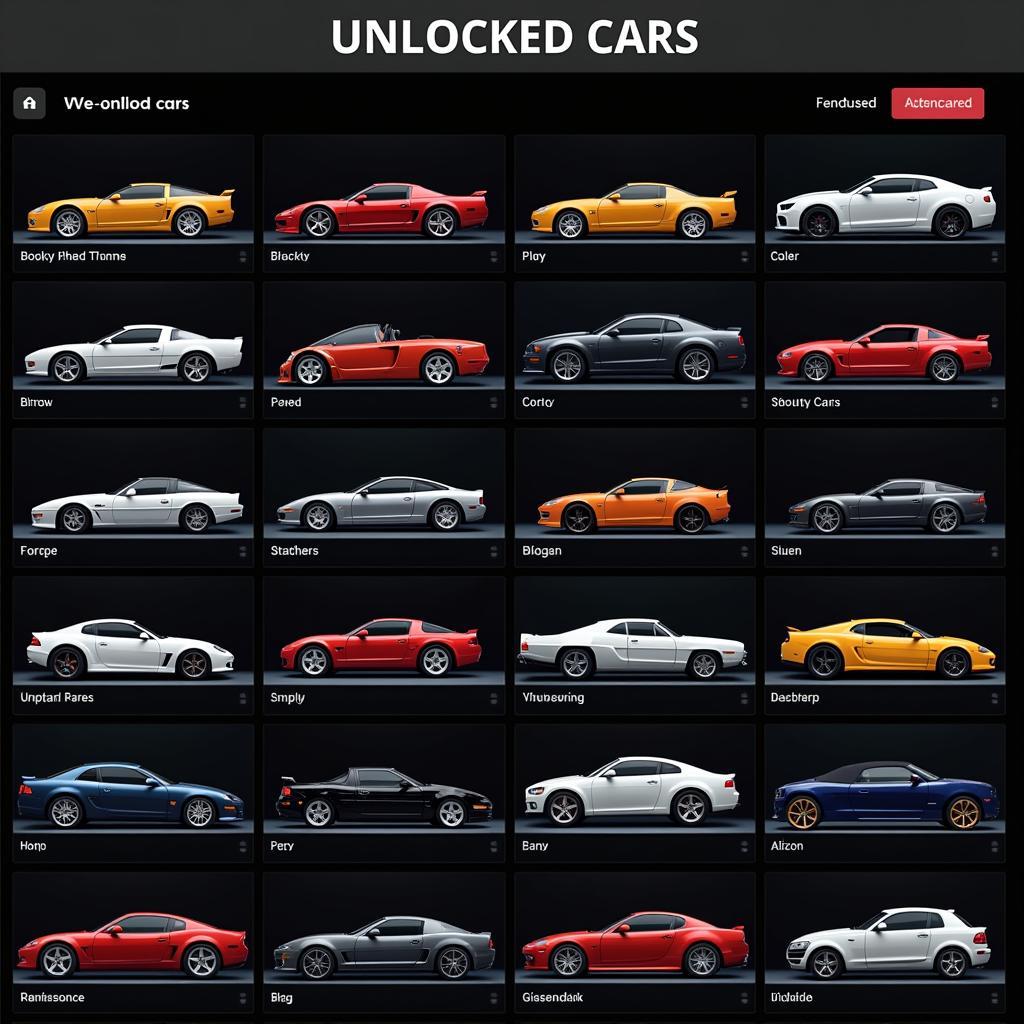 Asphalt 8 Mod APK Car Selection Screen