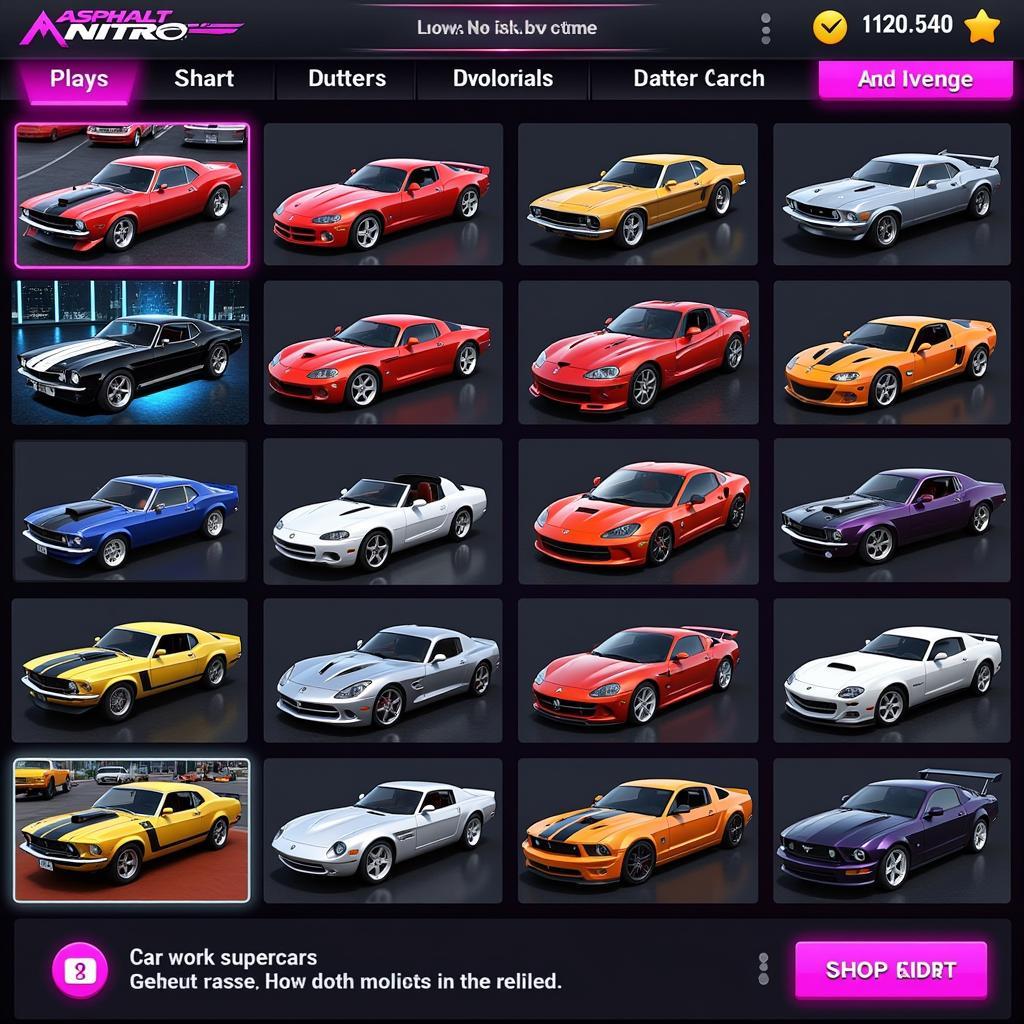 Asphalt Nitro Mod Money APK Car Selection