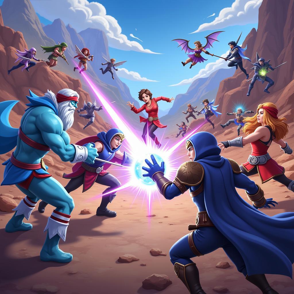 Intense Battle Scene in Aurora Legend APK