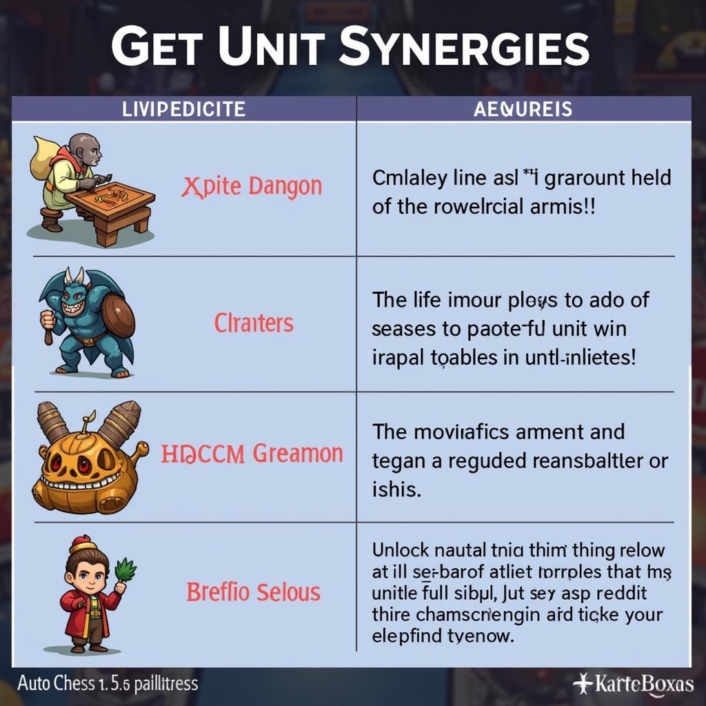 Auto Chess 0.5.0 APK Unit Synergies Chart