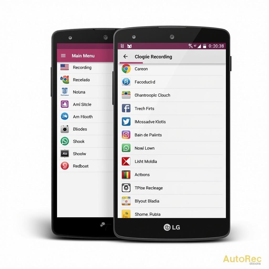 AutoRec LG G2 App Interface