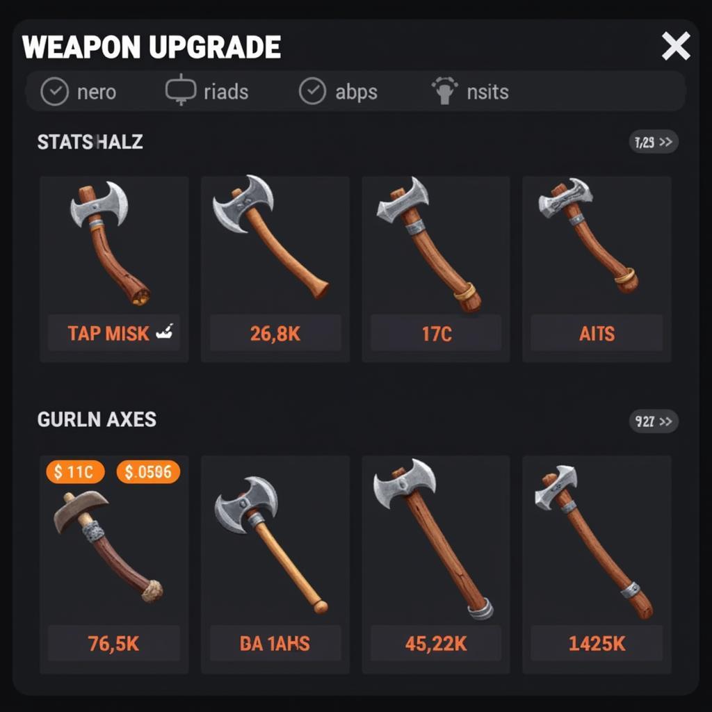 Axe IO Mod APK Weapon Upgrade Screen