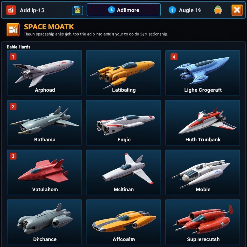 Ban Ga Vu Tru Mod APK Spaceship Selection Screen