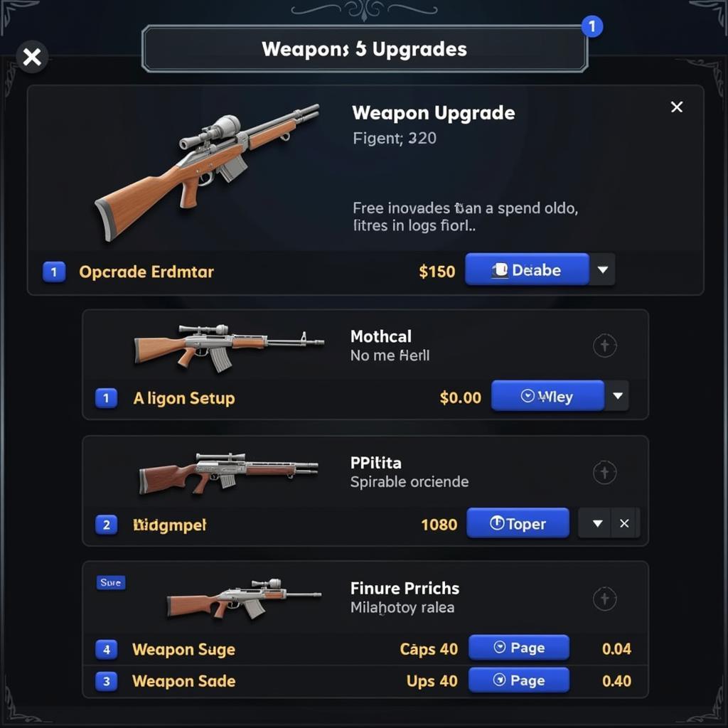 Bancavui VN APK Weapons Upgrade Screen