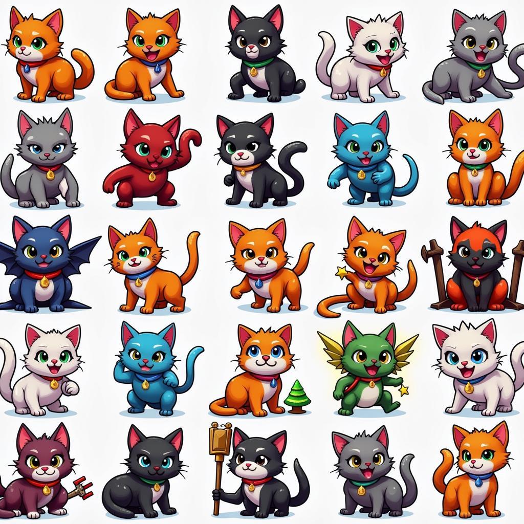 Variety of Cat Units in Battle Cats APK Mod