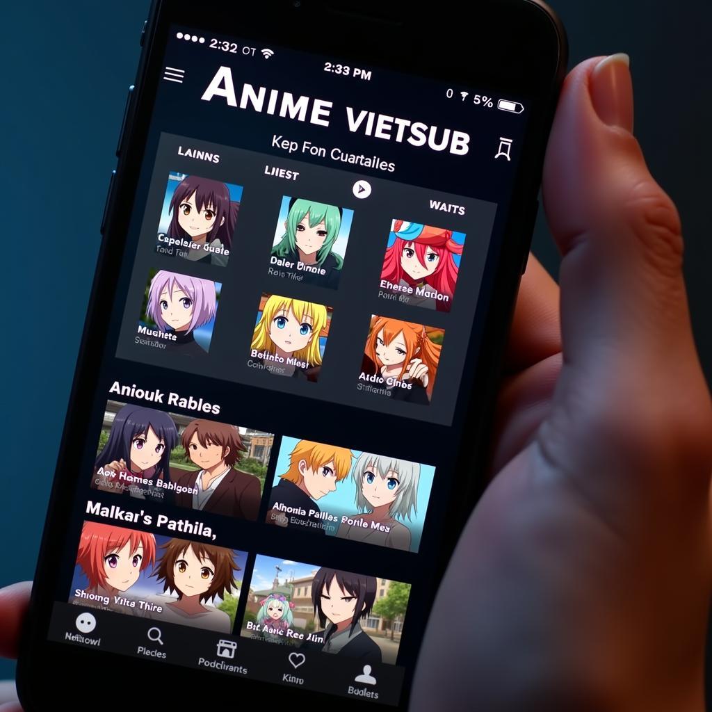 Various Anime Vietsub APK options on a phone screen