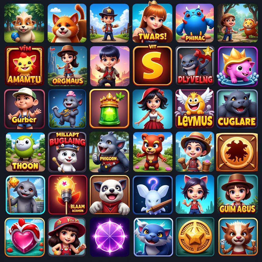 A collection of icons representing various popular APK Viet games.