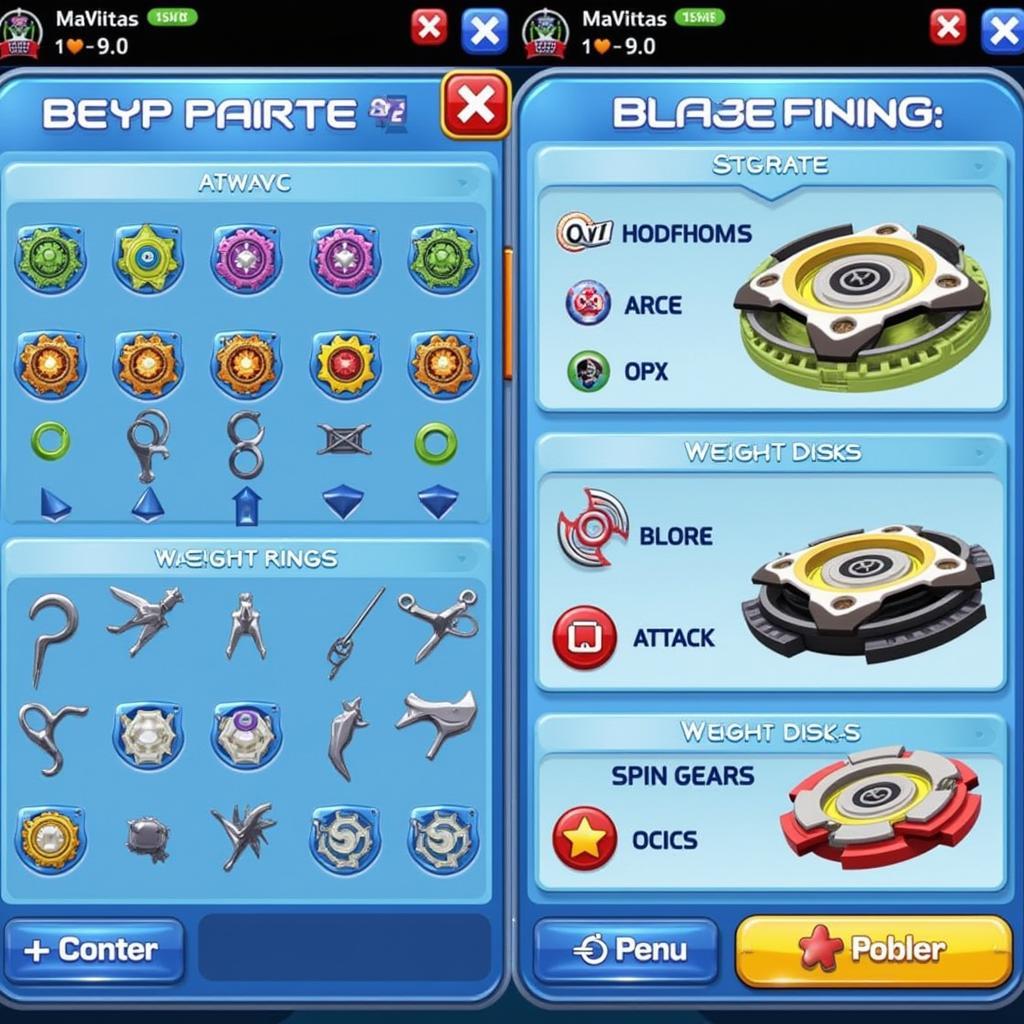 Beyblade Super Tournament Battle APK Bey Customization Screen