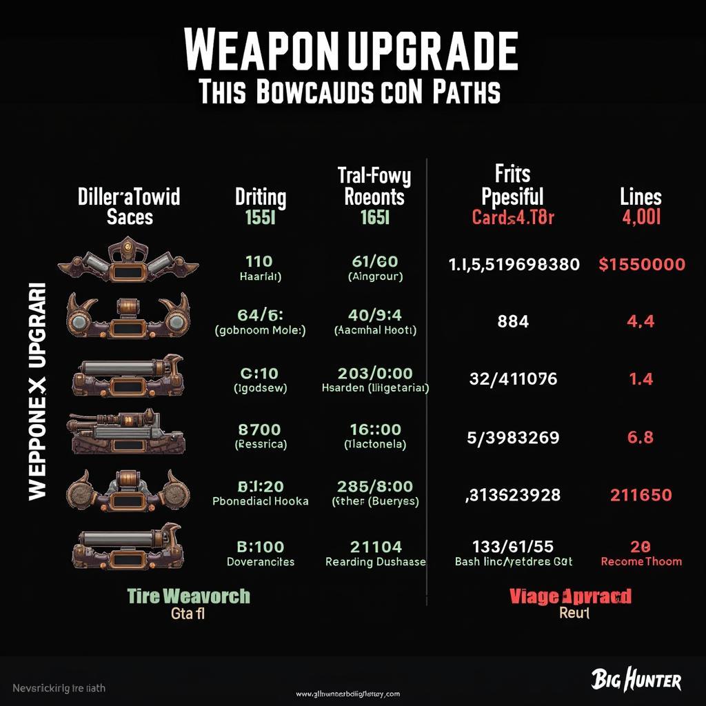 Big Hunter Weapon Upgrade Chart