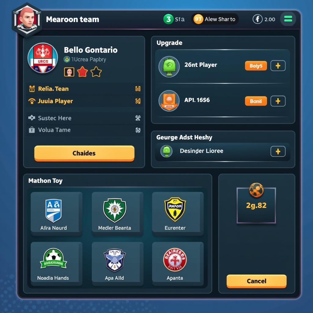 Big Win Soccer Mod APK Team Management Interface