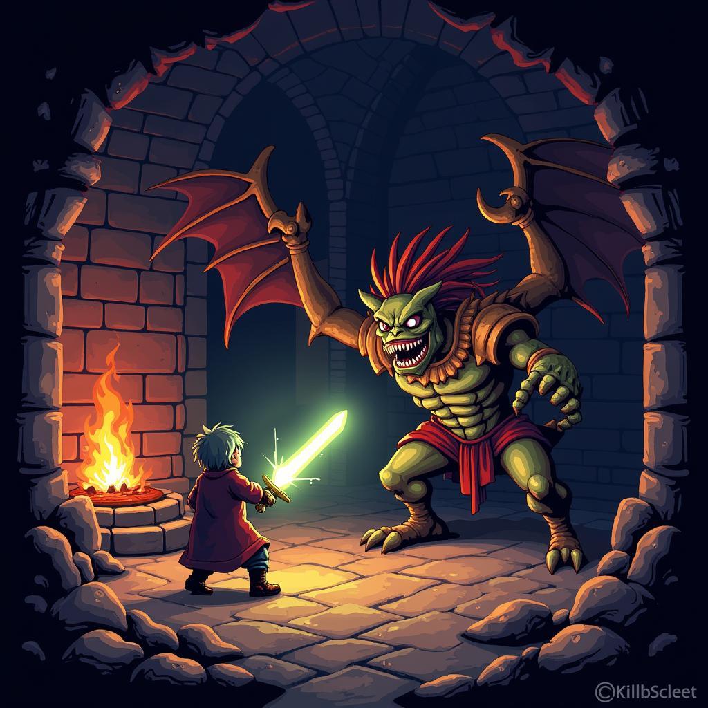 Intense Combat Scene in Bit Dungeon 2 Mod APK