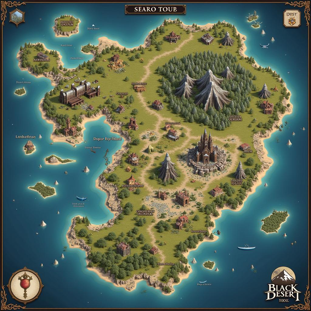 Black Desert Mobile World Map in English