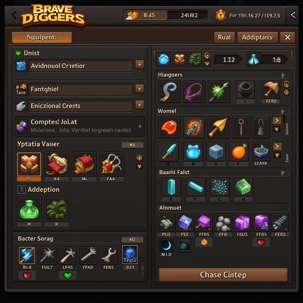 Brave Diggers Crafting Interface