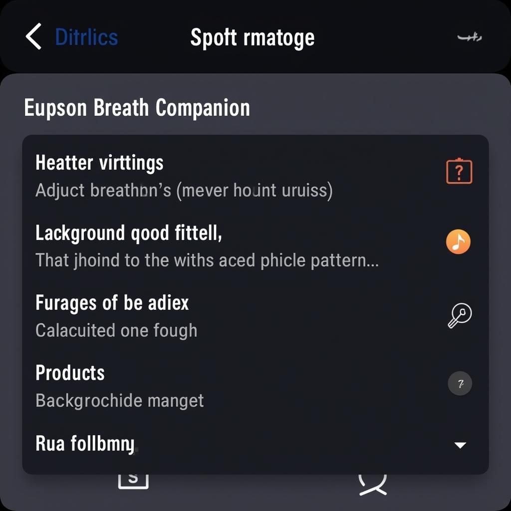 Breath Companion Settings Menu